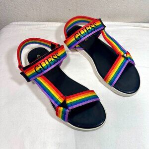 GUESS Rainbow Pride Sandals Women’s 7.5 | Adjustable Strap | Like New